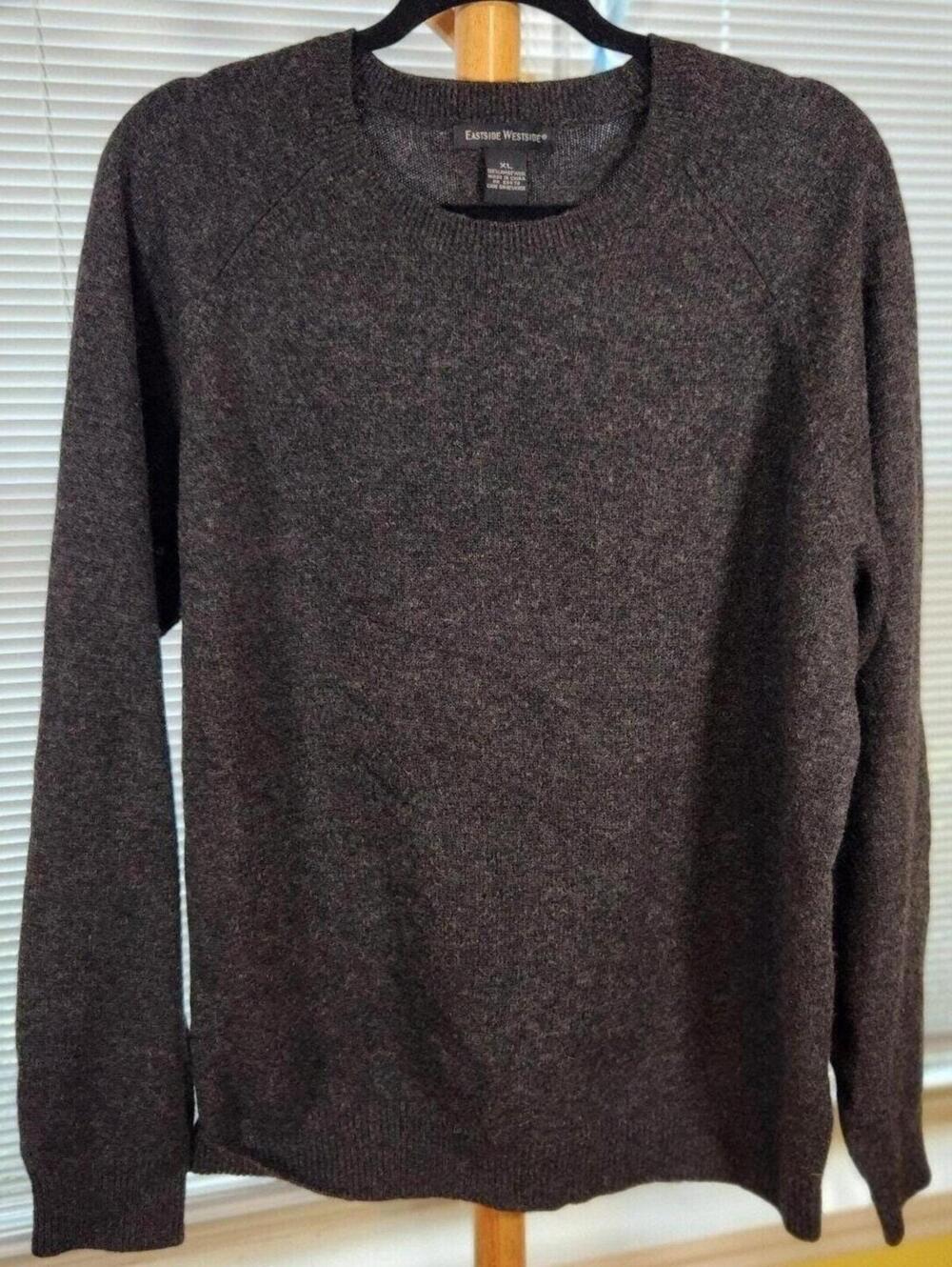 Vintage 90s Eastside Westside XL Gray Marble 100% Lambswool Sweater